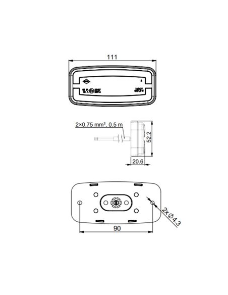Feu de position avant à LED néon LD 2761 12/24 V homologué IA A IP68 Blanc
