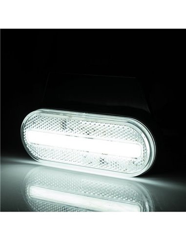 Neon frontal oval LED Galibo LD 2773 12/24V com homologação IA e IP68, com suporte branco.