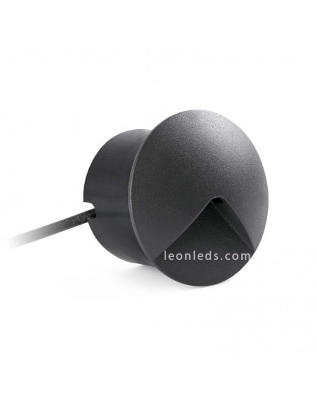Empotrable pared LED Jardín exterior Redondo Gris Oscuro 2W 3000K | Lámpara LED Empotrable Jardín Barata | LeonLeds Iluminación