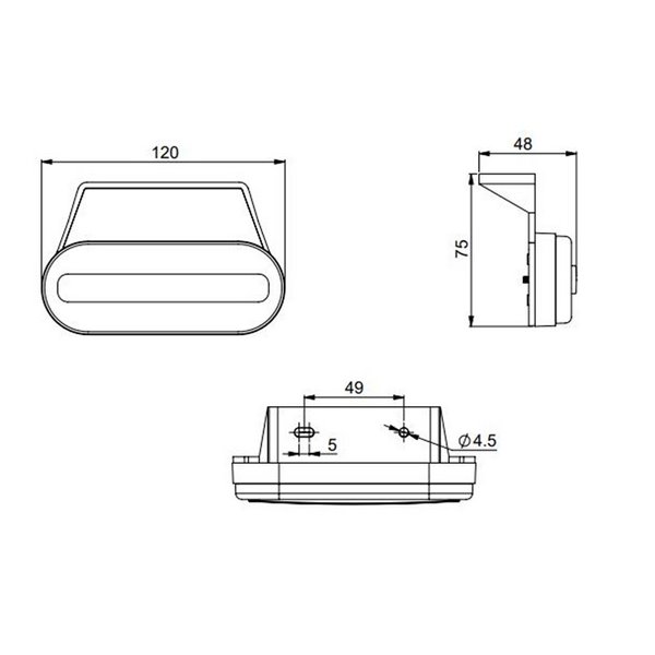 Galibo LED delantero ovalado Neon LD 2773 12/24V homologado IA A IP68 con soporte Blanco