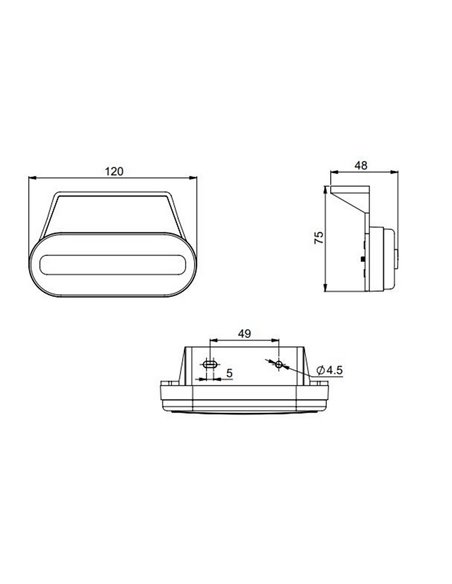 Néon ovale latéral à LED Galibo LD 2774 12/24 V avec support homologué IA SM1 IP68 Ambre