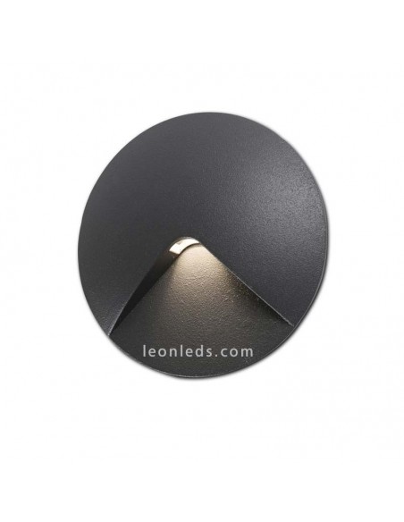 Empotrable pared LED Jardín exterior Redondo Gris Oscuro 2W 3000K | Lámpara LED Empotrable Jardín Barata | LeonLeds Iluminación