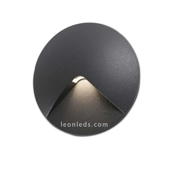 Empotrable pared LED Jardín exterior Redondo Gris Oscuro 2W 3000K | Lámpara LED Empotrable Jardín Barata | LeonLeds Iluminación
