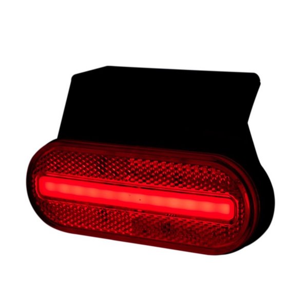 Luz de sinalização traseira oval em LED com suporte LD 2775 12/24V, homologada pela IA R1, IP68, vermelha.