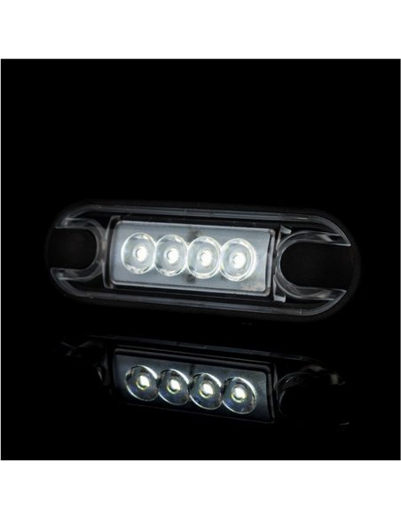 Luz de sinalização frontal LED LD 3210 de superfície plana, com classificação IP68, branca.