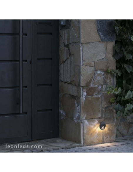 Empotrable pared LED Jardín exterior Redondo Gris Oscuro 2W 3000K | Lámpara LED Empotrable Jardín Barata | LeonLeds Iluminación