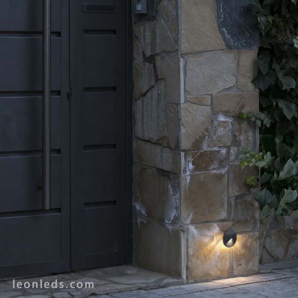 Empotrable pared LED Jardín exterior Redondo Gris Oscuro 2W 3000K | Lámpara LED Empotrable Jardín Barata | LeonLeds Iluminación