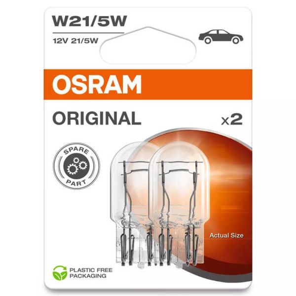 Bombilla Osram W21/5W Original 12V 21/5W casquillo W3x16q – Pack 2 unidades