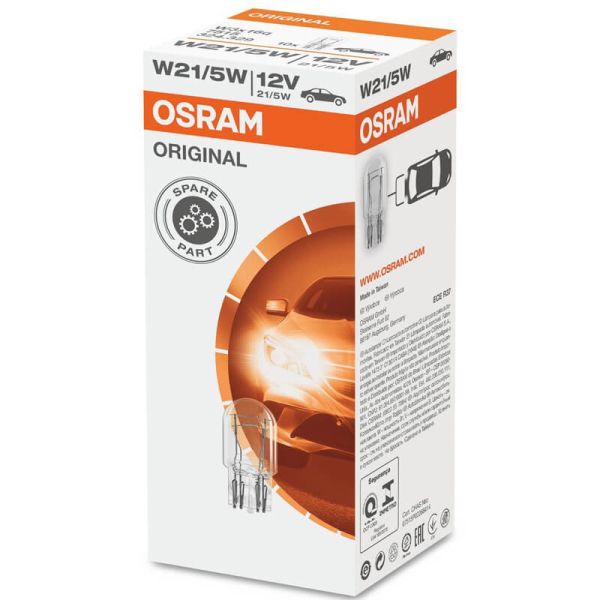 Bombilla T20 Osram W21/5W Original 12V 21/5W casquillo W3x16q – Caja 10 Unidades