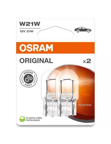 Lâmpada Osram W21W Original 12V 21W, Base T20 W3x16q – Pacote com 2 unidades