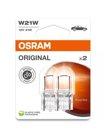 Bombilla Osram W21W Original 12V 21W casquillo W3x16q T20 – Pack 2 unidades