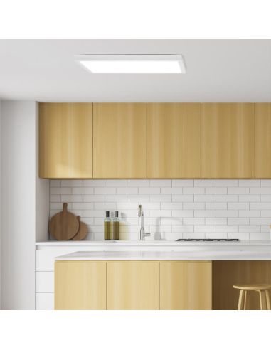 Luminária de teto LED retangular branca NIMAG 40W IP44 para cozinha, 3CCT, 4800 lm, 3000K - 4000K - 5000K