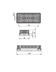 Piloto LED para tercera luz de freno rectangular LSD 745 12/24V homologado S3 IP68 2