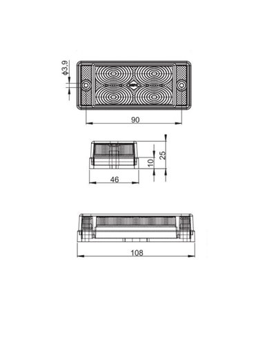 Piloto LED para tercera luz de freno rectangular LSD 745 12/24V homologado S3 IP68