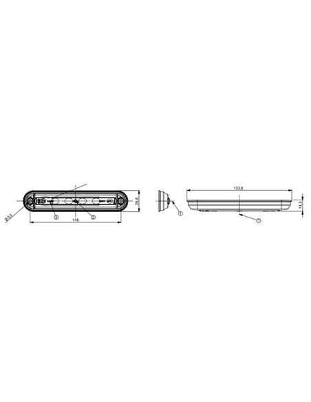 Luz de freio LSD 2524 12/24V, homologada para S3, IP68