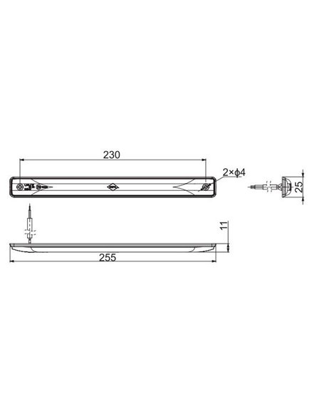 Tercera luz de freno LED LSD 2255 12/24V homologado S3 IP68