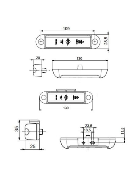 Farol de neblina LED LPD 3240 12/24V com tampa vermelha, homologado pela F1 e com classificação IP68.