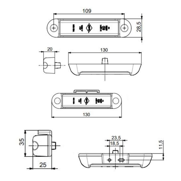 Luz antiniebla LED LPD 3240 12/24V tapa roja, homologado F1 IP68