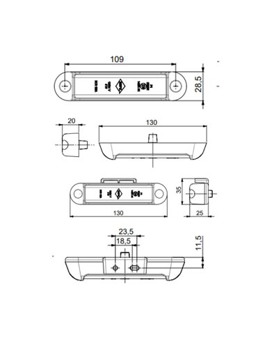 Luz de marcha atrás LED LCD 3241 12/24V homologado R IP68