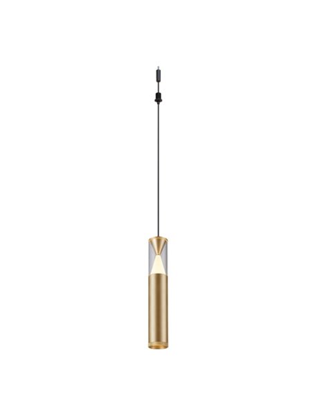 Colgante LED oro SPARK 5,6W 3000K 635Lm con detalle triangular iluminado, MODULAR LIGHT 3 COLGANTES