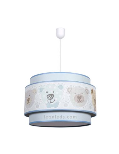 Lámpara Infantil de techo serie Panda Azul 35Cm 1XE27 | Lámpara infantil de techo barata Celeste | LeonLeds Iluminación