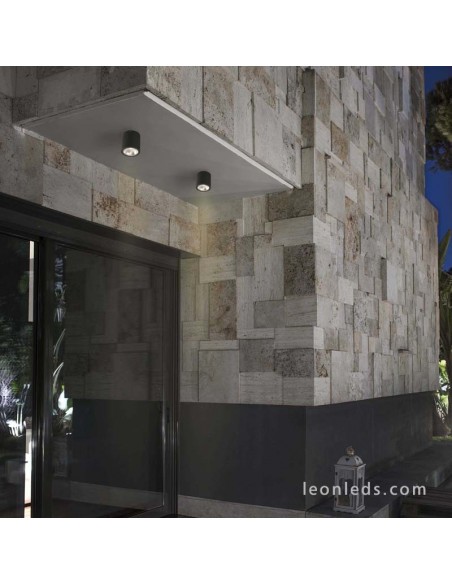 Plafón de Techo LED para exterior GOZ 8W Gris Oscuro IP54e aluminio y cristal de Faro Barcelona | Leonleds Iluminación