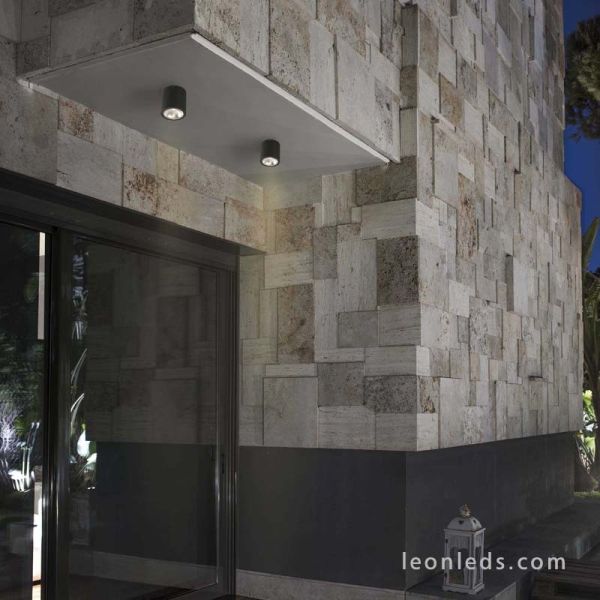 Plafon LED exterior GOZ 8W Cinzento Escuro IP54e alumínio e vidro by Faro Barcelona | Iluminação Leonleds