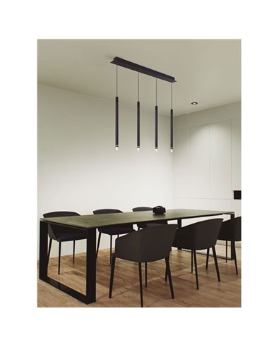 Colgante LED negro SPARK 5,6W 3000K 635Lm con detalle triangular iluminado, MODULAR LIGHT 3 COLGANTES