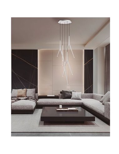 Luminária pendente LED dourada, FLEETING, com iluminação vertical, 6W 3000K 700Lm, LUMINÁRIA MODULAR COM 3 PENDENTES