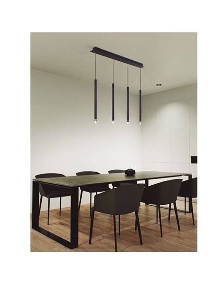 Colgante LED negro MOANA con detalle iluminado, 5W 3000K 625Lm, MODULAR LIGHT 3 COLGANTES