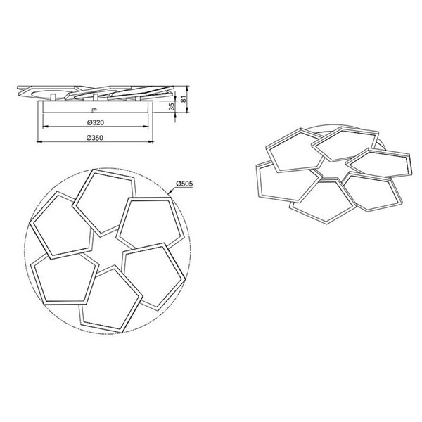 Plafón de techo geométrico LED ZAYA 34W 3900lm, 2700 - 6500K con temporizador IP20 Blanco