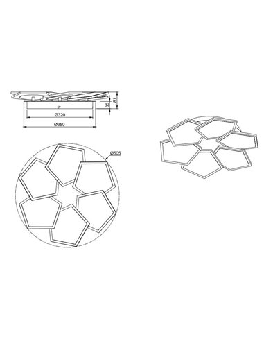 Luminária de teto LED ZAYA 34W 3900lm, Formas Geométricas, 2700-6500K, Memória e Temporizador, IP20, Cor Café