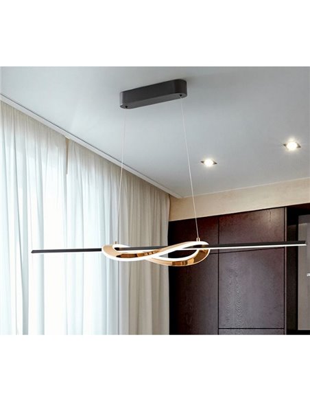 Lámpara de techo LED ENORA, altura regulable, 39W 2700-5000K 3.900Lm IP20 Negro/dorado