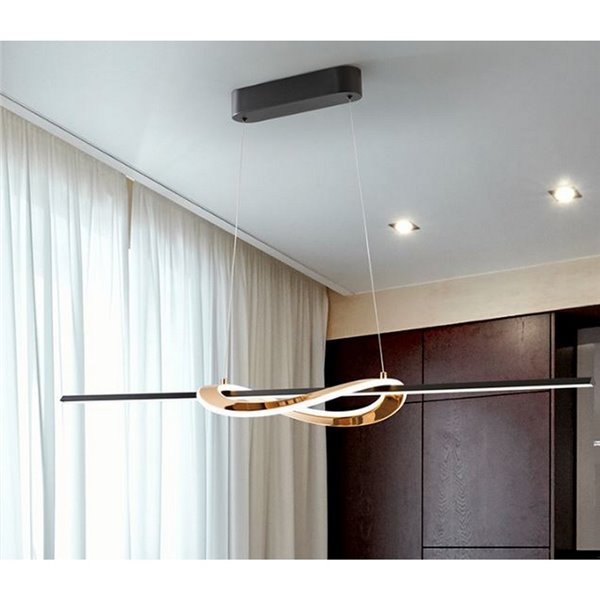 Lámpara de techo LED ENORA, altura regulable, 39W 2700-5000K 3.900Lm IP20 Negro/dorado