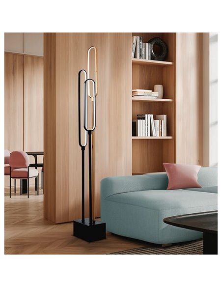 Luminária de chão LED COLETTE 44W 3.042lm, 3000K IP20 Preto/Ouro Rosa