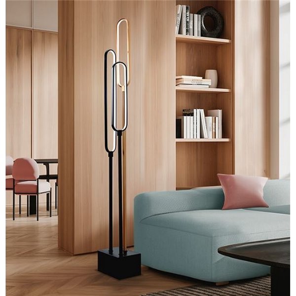 Lámpara LED de pie COLETTE 44W 3.042lm, 3000K IP20 Negro/oro rosa