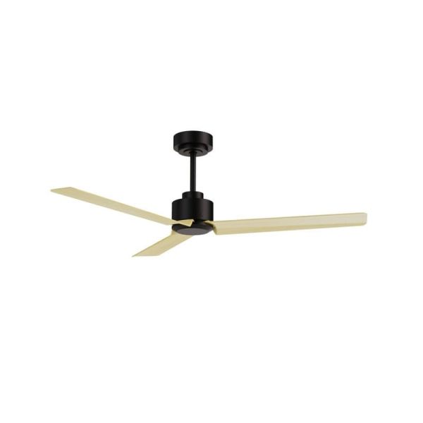 Ventilateur moderne ANNE noir sans éclairage, pales en bois, Ø 127 cm, 22 W