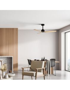 Ventilador sin luz moderno ANNE negro con aspas madera, Ø127cm 22W 2