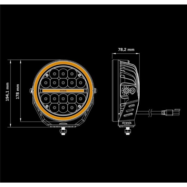 Farol de LED SIBERIA XPA 7" 80W 5710Lm de longo alcance, alcance de 662 metros, branco/âmbar, ECE R148 e R149