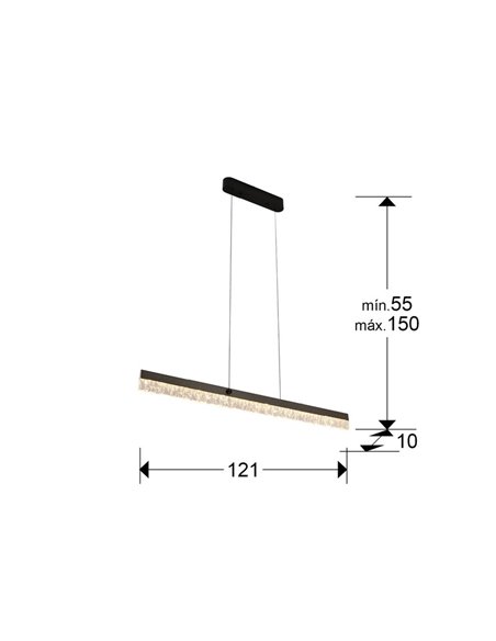 Plafonnier LED IXIAS, design linéaire, 24 W, 1 600 lm, intensité variable 2 700-5 000 K, IP20, noir