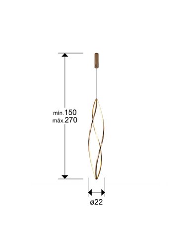 Lámpara de techo LED ADELE grande, 60W CCT 2700-6500K IP20 Oro rosa