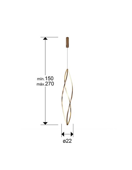 Lámpara de techo LED ADELE grande, 60W CCT 2700-6500K IP20 Oro rosa