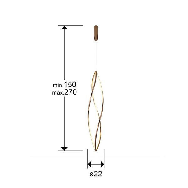 Grand plafonnier LED ADELE, 60 W, température de couleur 2700-6500 K, IP20, or rose