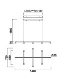 Lámpara colgante LED de diseño negra con 8 luces ÁFRICA, 42W 3000K 3600Lm, regulable TRIAC