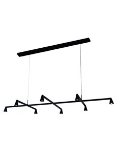 Luminária pendente LED preta de design AFRICA com 8 lâmpadas, 42W 3000K 3600lm, dimerizável por TRIAC.