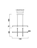 Lámpara colgante LED de diseño negra con 6 luces ÁFRICA, 29W 3000K 2700Lm, regulable TRIAC