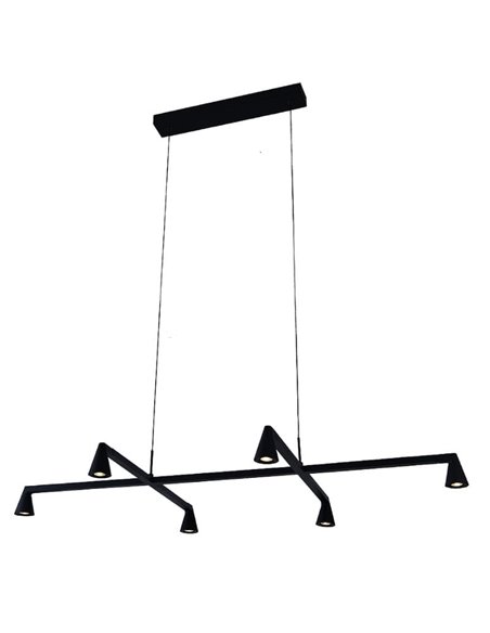 Lámpara colgante LED de diseño negra con 6 luces ÁFRICA, 29W 3000K 2700Lm, regulable TRIAC