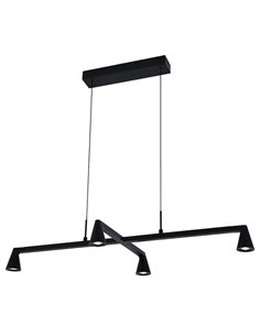 Suspension LED noire design AFRICA à 4 ampoules, 21 W, 3000 K, 1800 lm, dimmable TRIAC