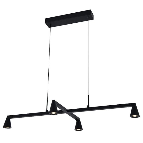 Luminária pendente LED preta de design AFRICA com 4 lâmpadas, 21W 3000K 1800lm, dimerizável por TRIAC.