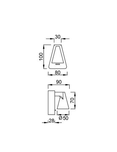 Aplique LED de pared negro con interruptor ÁFRICA, brazo 9cm, 5W 3000K 450Lm